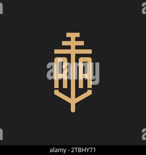 AA initial logo monogram with pillar icon design vector, law firm logo design inspiration Stock Vector