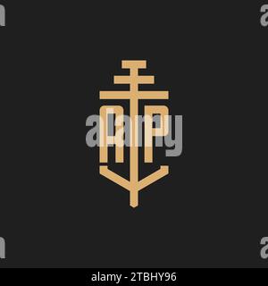 AP initial logo monogram with pillar icon design vector, law firm logo design inspiration Stock Vector