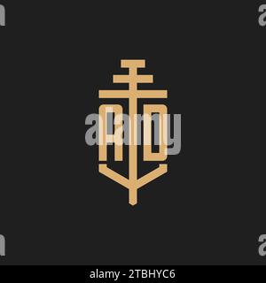 AD initial logo monogram with pillar icon design vector, law firm logo design inspiration Stock Vector