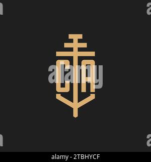 CA initial logo monogram with pillar icon design vector, law firm logo design inspiration Stock Vector