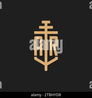 AR initial logo monogram with pillar icon design vector, law firm logo design inspiration Stock Vector