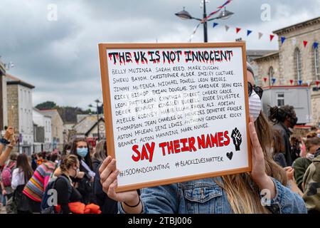 Cornwall responds to the Black Lives Matter movement in Truro. Stock Photo