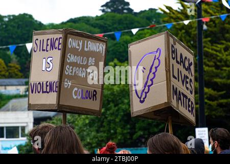 Cornwall responds to the Black Lives Matter movement in Truro. Stock Photo