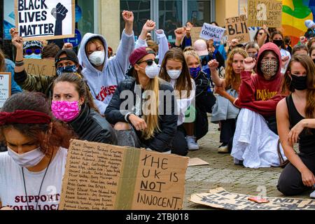 Cornwall responds to the Black Lives Matter movement in Truro. Stock Photo