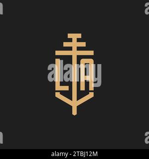 LA initial logo monogram with pillar icon design vector, law firm logo design inspiration Stock Vector