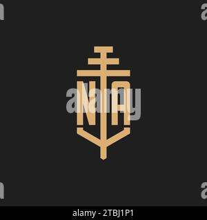 NA initial logo monogram with pillar icon design vector, law firm logo design inspiration Stock Vector