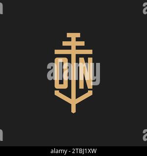 ON initial logo monogram with pillar icon design vector, law firm logo design inspiration Stock Vector