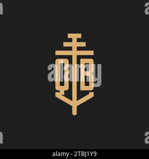 QB initial logo monogram with pillar icon design vector, law firm logo design inspiration Stock Vector