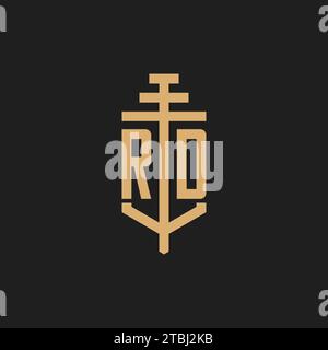RD initial logo monogram with pillar icon design vector, law firm logo design inspiration Stock Vector