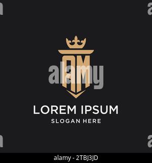 AM monogram with medieval style, luxury and elegant initial logo design ideas Stock Vector