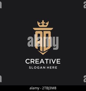 AD monogram with medieval style, luxury and elegant initial logo design ideas Stock Vector