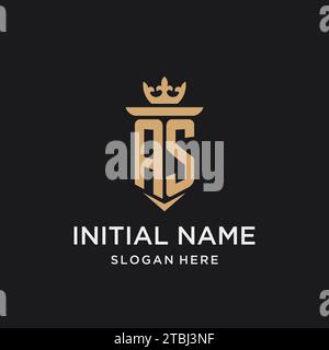 AS monogram with medieval style, luxury and elegant initial logo design ideas Stock Vector