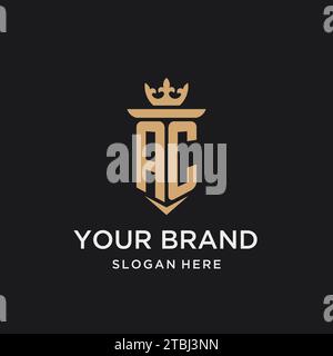 AC monogram with medieval style, luxury and elegant initial logo design ideas Stock Vector