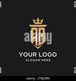 AB monogram with medieval style, luxury and elegant initial logo design ideas Stock Vector