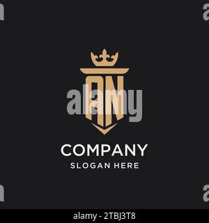 AN monogram with medieval style, luxury and elegant initial logo design ideas Stock Vector