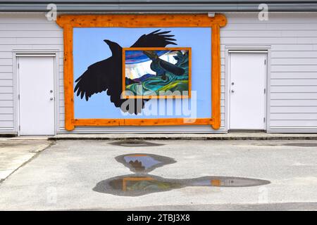 CHEMAINUS, CANADA - MAY 16, 2017: The mural 'Keeper of Secrets', designed 2016 by Cim MacDonald, is one of more than 40 murals at the town Chemainus a Stock Photo