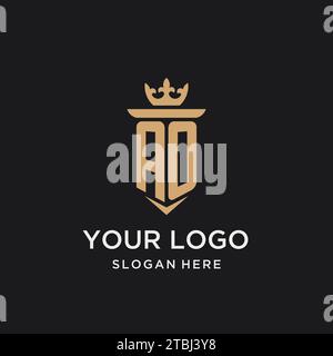 AO monogram with medieval style, luxury and elegant initial logo design ideas Stock Vector