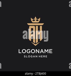 AH monogram with medieval style, luxury and elegant initial logo design ideas Stock Vector