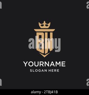 BW monogram with medieval style, luxury and elegant initial logo design ideas Stock Vector