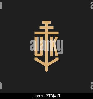 UK initial logo monogram with pillar icon design vector, law firm logo design inspiration Stock Vector