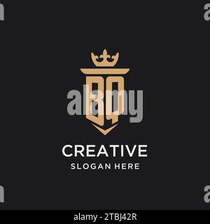 BQ monogram with medieval style, luxury and elegant initial logo design ideas Stock Vector