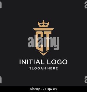 CT monogram with medieval style, luxury and elegant initial logo design ideas Stock Vector