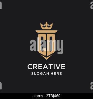 CD monogram with medieval style, luxury and elegant initial logo design ideas Stock Vector