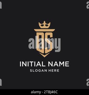 DS monogram with medieval style, luxury and elegant initial logo design ideas Stock Vector