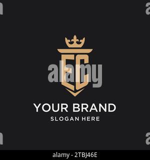 EC monogram with medieval style, luxury and elegant initial logo design ideas Stock Vector