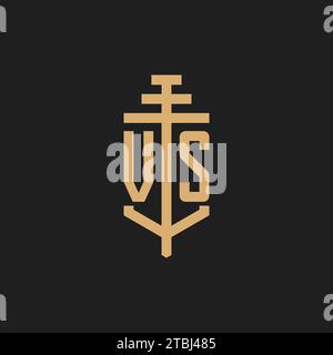 VS initial logo monogram with pillar icon design vector, law firm logo design inspiration Stock Vector