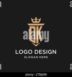 DK monogram with medieval style, luxury and elegant initial logo design ideas Stock Vector