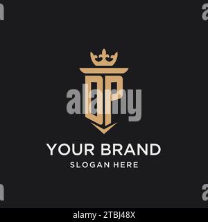 DP monogram with medieval style, luxury and elegant initial logo design ideas Stock Vector