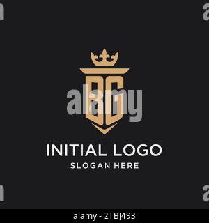 BG monogram with medieval style, luxury and elegant initial logo design ideas Stock Vector