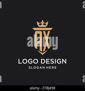 AX monogram with medieval style, luxury and elegant initial logo design ideas Stock Vector