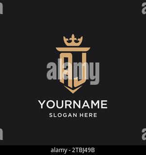 AJ monogram with medieval style, luxury and elegant initial logo design ideas Stock Vector
