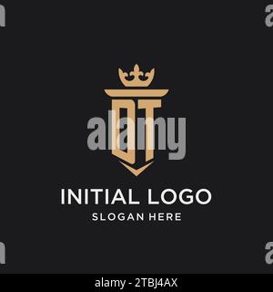 DT monogram with medieval style, luxury and elegant initial logo design ideas Stock Vector