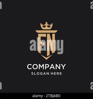FN monogram with medieval style, luxury and elegant initial logo design ideas Stock Vector