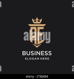 AE monogram with medieval style, luxury and elegant initial logo design ideas Stock Vector