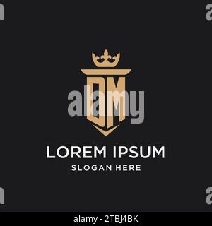 DM monogram with medieval style, luxury and elegant initial logo design ideas Stock Vector