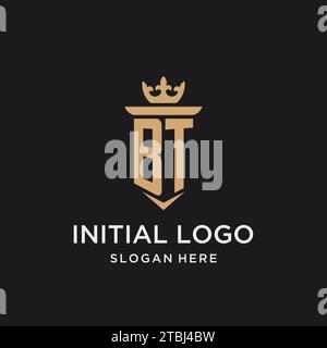 BT monogram with medieval style, luxury and elegant initial logo design ideas Stock Vector