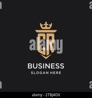 CR monogram with medieval style, luxury and elegant initial logo design ideas Stock Vector