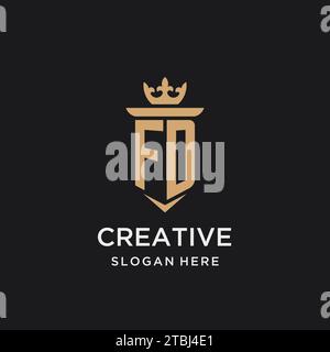 FD monogram with medieval style, luxury and elegant initial logo design ideas Stock Vector