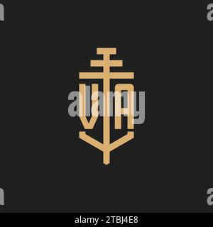 VA initial logo monogram with pillar icon design vector, law firm logo design inspiration Stock Vector