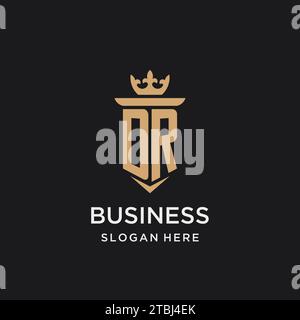 DR monogram with medieval style, luxury and elegant initial logo design ideas Stock Vector
