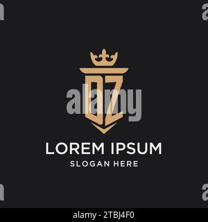 DZ monogram with medieval style, luxury and elegant initial logo design ideas Stock Vector