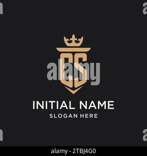 CS monogram with medieval style, luxury and elegant initial logo design ideas Stock Vector
