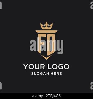 FO monogram with medieval style, luxury and elegant initial logo design ideas Stock Vector