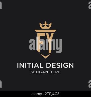 FY monogram with medieval style, luxury and elegant initial logo design ideas Stock Vector