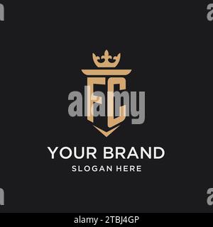 FC monogram with medieval style, luxury and elegant initial logo design ideas Stock Vector