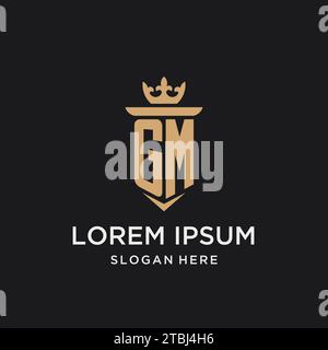 GM monogram with medieval style, luxury and elegant initial logo design ideas Stock Vector